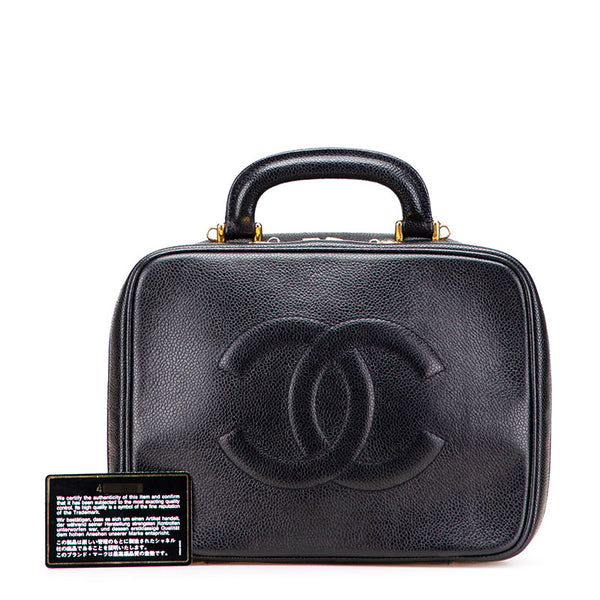 シャネル ココマーク バニティバッグ ハンドバッグ ブラック キャビアスキン レディース CHANEL 【中古】