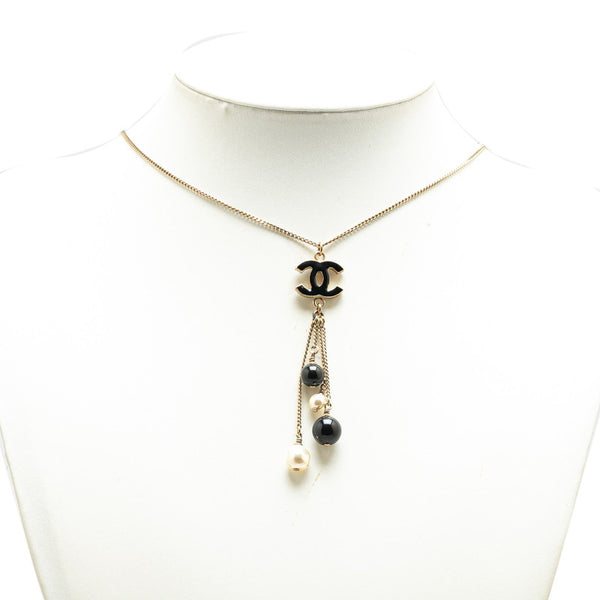 シャネル ココマーク スイング ネックレス メッキ フェイクパール レディース CHANEL 【中古】