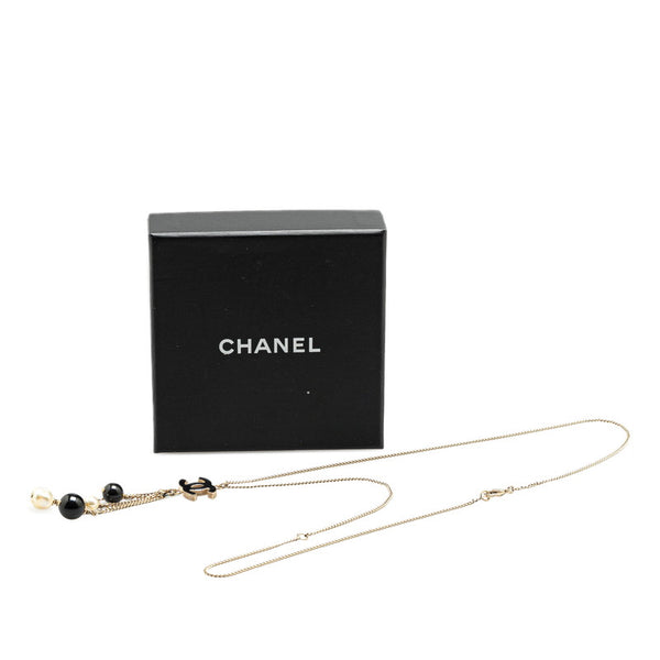 シャネル ココマーク スイング ネックレス メッキ フェイクパール レディース CHANEL 【中古】