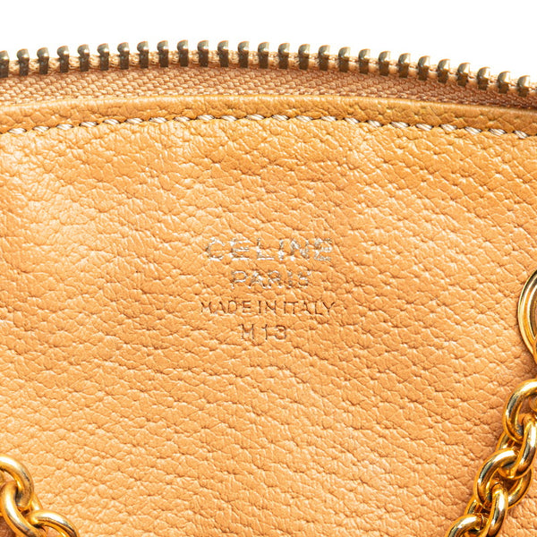セリーヌ マカダム チェーン ミニ ショルダーバッグ ブラウン PVC レザー レディース CELINE 【中古】