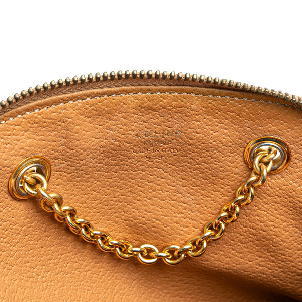 セリーヌ マカダム チェーン ミニ ショルダーバッグ ブラウン PVC レザー レディース CELINE 【中古】