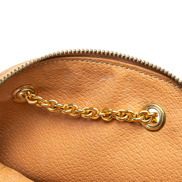 セリーヌ マカダム チェーン ミニ ショルダーバッグ ブラウン PVC レザー レディース CELINE 【中古】