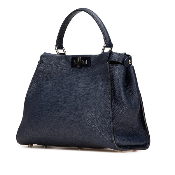 フェンディ セレリア ピーカブー ミディアム ハンドバッグ ショルダーバッグ 2WAY 8BN290 ネイビー レザー レディース FENDI 【中古】