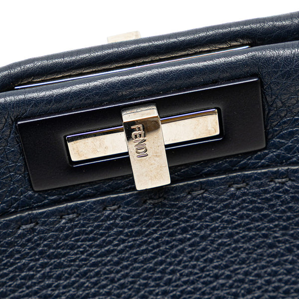フェンディ セレリア ピーカブー ミディアム ハンドバッグ ショルダーバッグ 2WAY 8BN290 ネイビー レザー レディース FENDI 【中古】