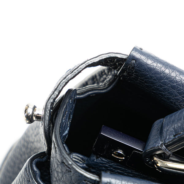 フェンディ セレリア ピーカブー ミディアム ハンドバッグ ショルダーバッグ 2WAY 8BN290 ネイビー レザー レディース FENDI 【中古】