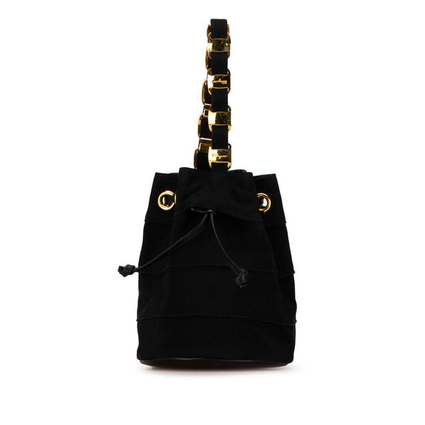 サルヴァトーレフェラガモ ヴァラ金具 ミニハンドバッグ ポーチ AU-21 5669 ブラック ゴールド ナイロン レザー レディース Salvatore Ferragamo 【中古】