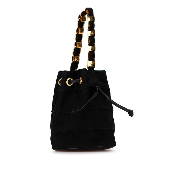 サルヴァトーレフェラガモ ヴァラ金具 ミニハンドバッグ ポーチ AU-21 5669 ブラック ゴールド ナイロン レザー レディース Salvatore Ferragamo 【中古】