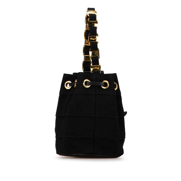 サルヴァトーレフェラガモ ヴァラ金具 ミニハンドバッグ ポーチ AU-21 5669 ブラック ゴールド ナイロン レザー レディース Salvatore Ferragamo 【中古】