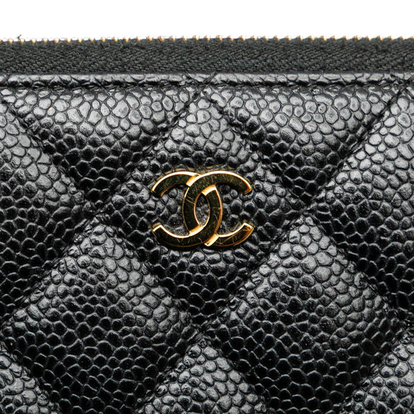 シャネル マトラッセ ココマーク ラウンドファスナー 長財布 ブラック キャビアスキン レディース CHANEL 【中古】