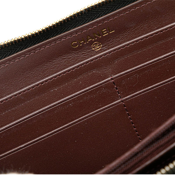 シャネル マトラッセ ココマーク ラウンドファスナー 長財布 ブラック キャビアスキン レディース CHANEL 【中古】