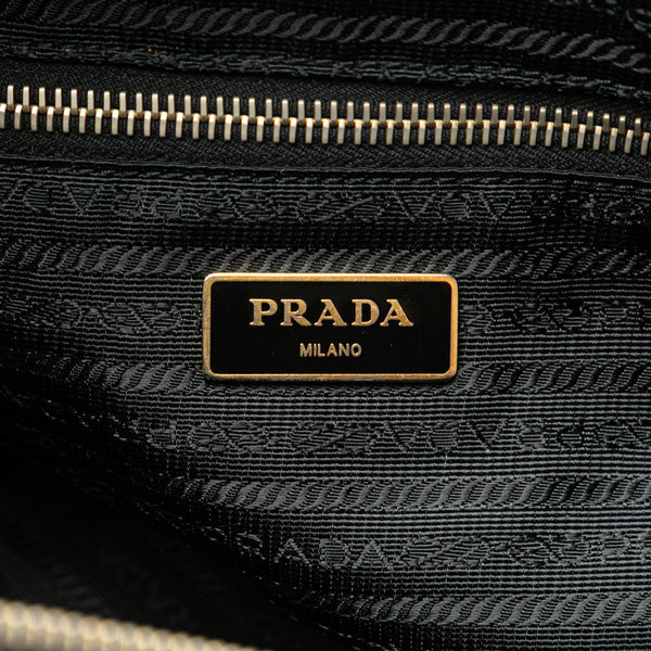 プラダ 三角ロゴプレート トートバッグ ブラック ナイロン レザー レディース PRADA 【中古】