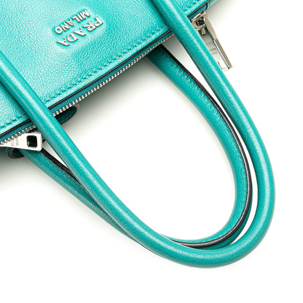 プラダ ハンドバッグ ショルダーバック 2WAY ターコイズブルー レザー スウェード レディース PRADA 【中古】