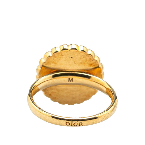 ディオール CDロゴ パール リング 指輪 ゴールド ホワイト メッキ レディース Dior 【中古】