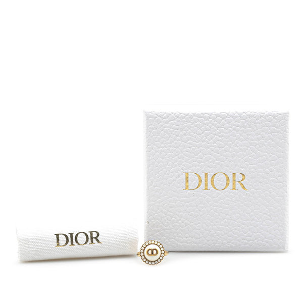 ディオール CDロゴ パール リング 指輪 ゴールド ホワイト メッキ レディース Dior 【中古】