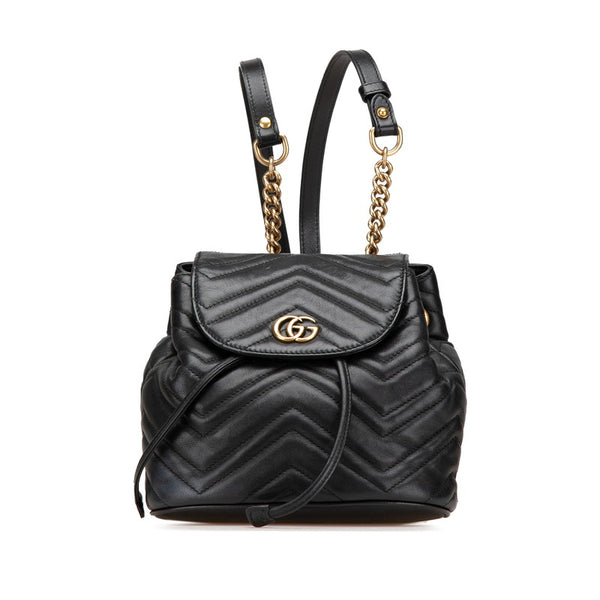 グッチ GGマーモント リュック バックパック 528129 ブラック レザー レディース GUCCI 【中古】