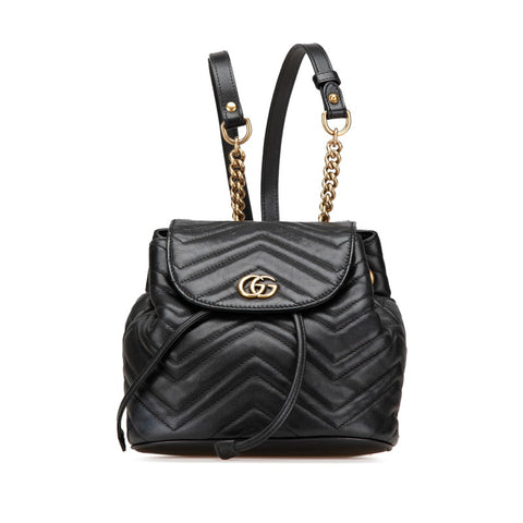 グッチ GGマーモント リュック バックパック 528129 ブラック レザー レディース GUCCI 【中古】