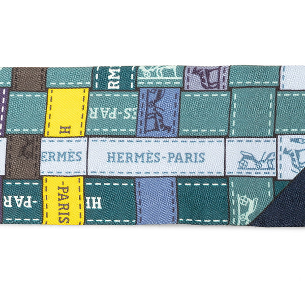 エルメス ツイリー ボルデュック スカーフ ネイビー イエロー マルチカラー シルク レディース HERMES 【中古】