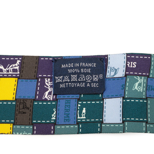 エルメス ツイリー ボルデュック スカーフ ネイビー イエロー マルチカラー シルク レディース HERMES 【中古】
