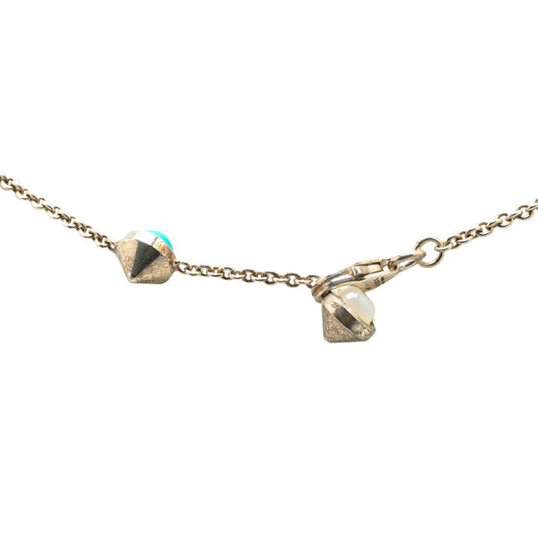 グッチ ダブルG マザーオブパール ネックレス 527399 シルバー ブルー SV925 シルバー レディース GUCCI 【中古】