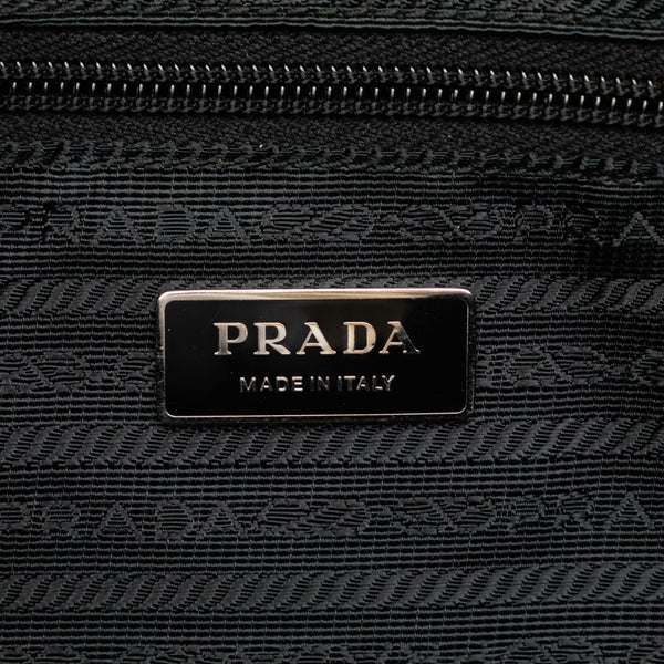 プラダ 三角ロゴプレート ハンドバッグ ブラック ナイロン レザー レディース PRADA 【中古】