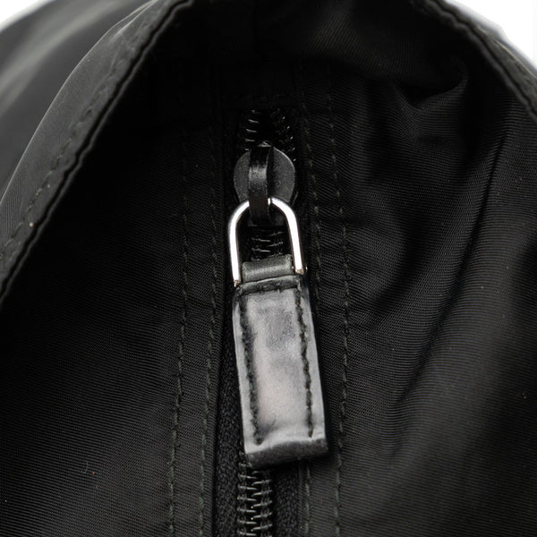 プラダ 三角ロゴプレート ハンドバッグ ブラック ナイロン レザー レディース PRADA 【中古】