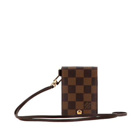 ルイ ヴィトン ダミエ ポルトカルトID バンドリエール カードケース N60016 ブラウン PVC レザー レディース LOUIS VUITTON 【中古】