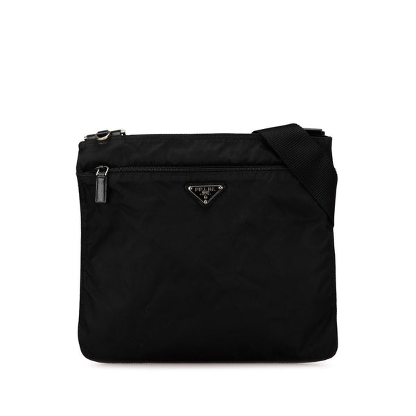 プラダ 三角ロゴプレート ショルダーバッグ ブラック ナイロン レディース PRADA 【中古】