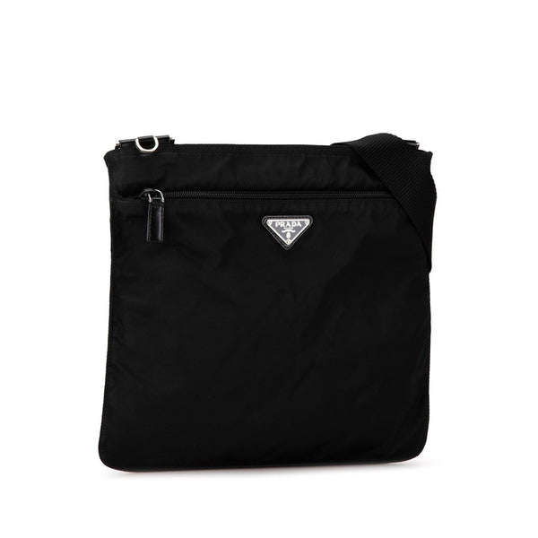 プラダ 三角ロゴプレート ショルダーバッグ ブラック ナイロン レディース PRADA 【中古】