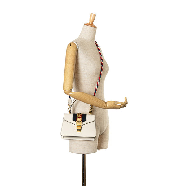 グッチ シルヴィ ハンドバッグ ショルダーバッグ 2WAY 470270 ホワイト レザー レディース GUCCI 【中古】