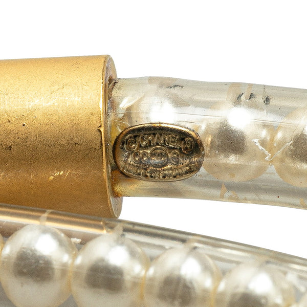 シャネル チューブ ネックレス ホワイト ゴールド フェイクパール メッキ レディース CHANEL 【中古】