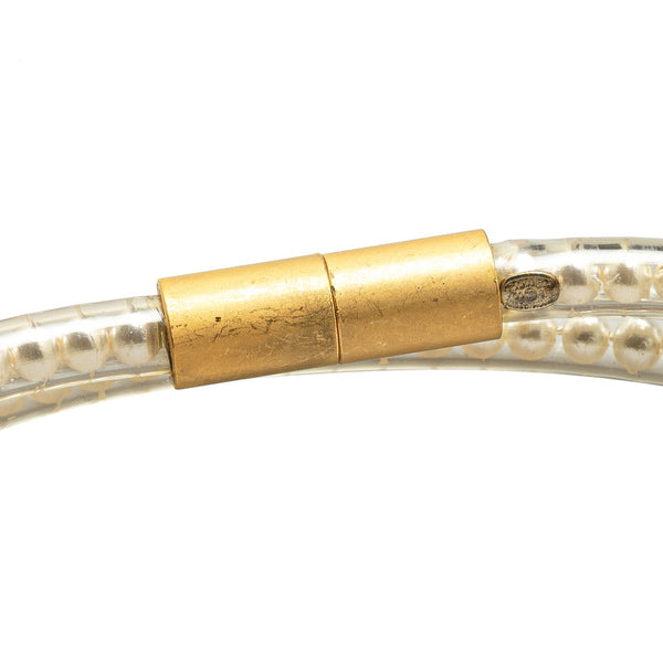 シャネル チューブ ネックレス ホワイト ゴールド フェイクパール メッキ レディース CHANEL 【中古】