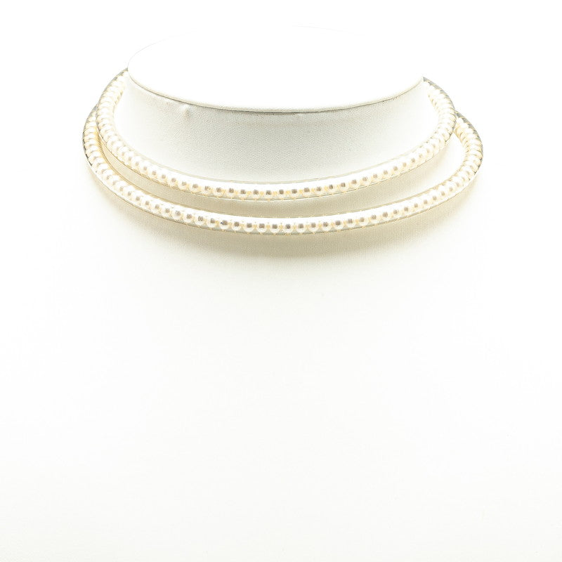 シャネル チューブ ネックレス ホワイト ゴールド フェイクパール メッキ レディース CHANEL 【中古】