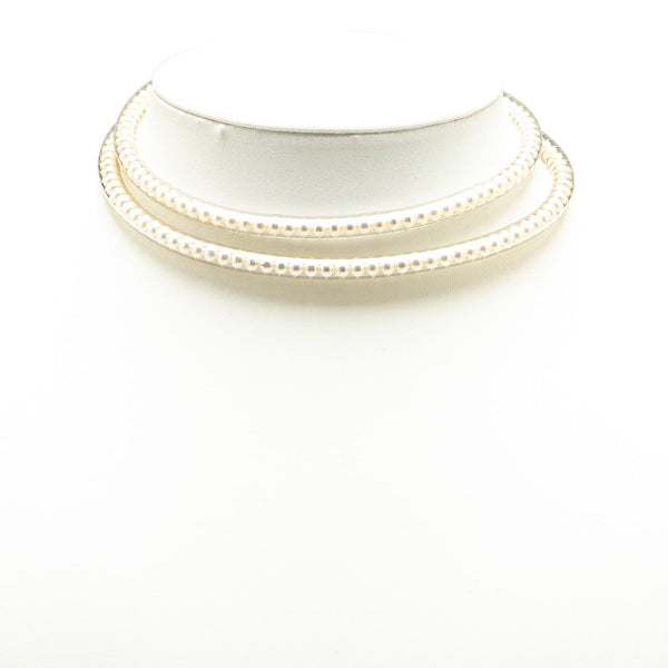 シャネル チューブ ネックレス ホワイト ゴールド フェイクパール メッキ レディース CHANEL 【中古】