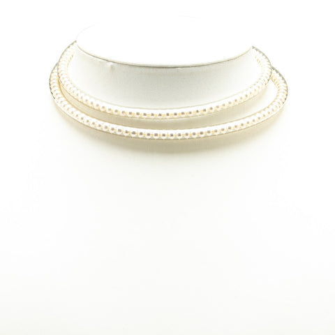 シャネル チューブ ネックレス ホワイト ゴールド フェイクパール メッキ レディース CHANEL 【中古】