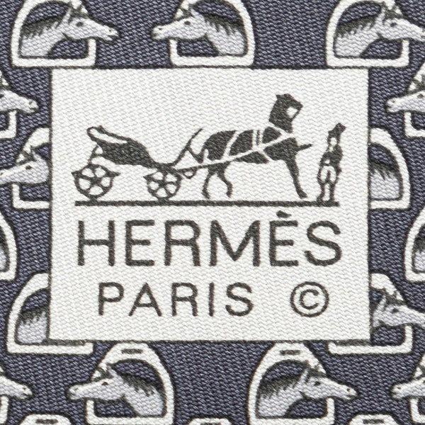 エルメス エトリエ ホーストーク 馬 ネクタイ グレー シルク レディース HERMES 【中古】