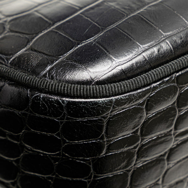 サルヴァトーレフェラガモ ヴァラ クロコ型押し ショルダーバッグ ブラック レザー レディース Salvatore Ferragamo 【中古】