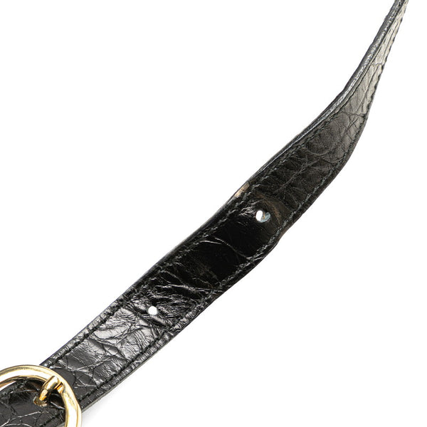 サルヴァトーレフェラガモ ヴァラ クロコ型押し ショルダーバッグ ブラック レザー レディース Salvatore Ferragamo 【中古】