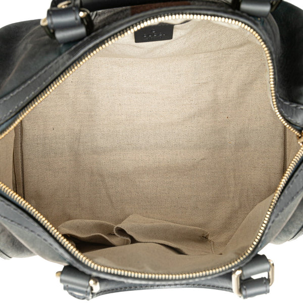 グッチ GGキャンバス シェリーライン ボストンバッグ ショルダーバッグ 2WAY 247205 グレー ブラウン キャンバス レザー レディース GUCCI 【中古】