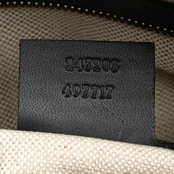 グッチ GGキャンバス シェリーライン ボストンバッグ ショルダーバッグ 2WAY 247205 グレー ブラウン キャンバス レザー レディース GUCCI 【中古】