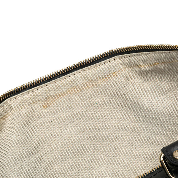 グッチ GGキャンバス シェリーライン ボストンバッグ ショルダーバッグ 2WAY 247205 グレー ブラウン キャンバス レザー レディース GUCCI 【中古】