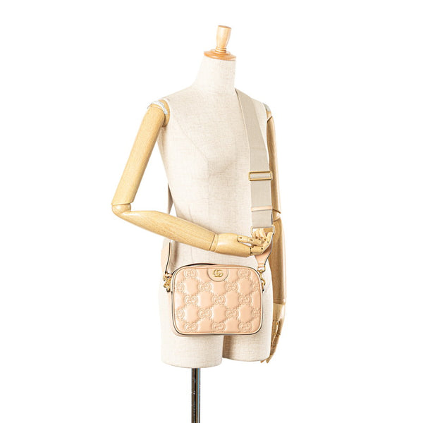 グッチ GGマトラッセ スモール 斜め掛け ショルダーバッグ 702234 ベージュ レザー レディース GUCCI 【中古】