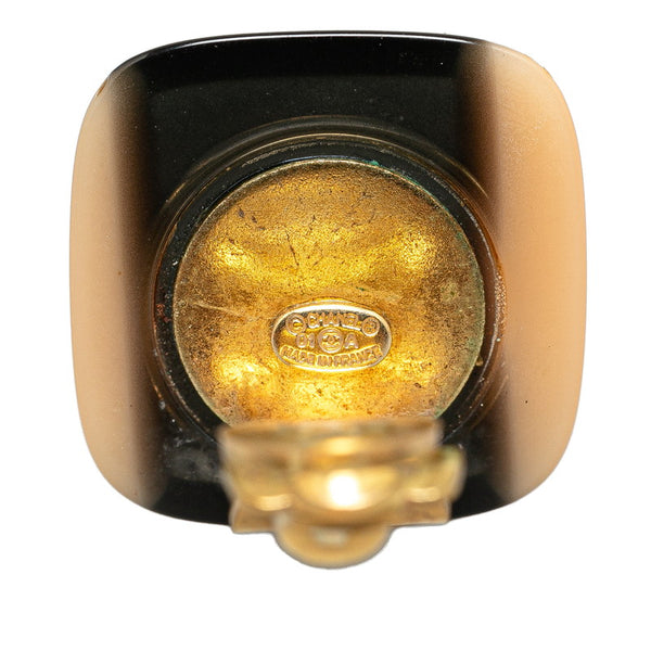 シャネル ココマーク スクエア イヤリング ブラック ゴールド プラスチック メッキ レディース CHANEL 【中古】