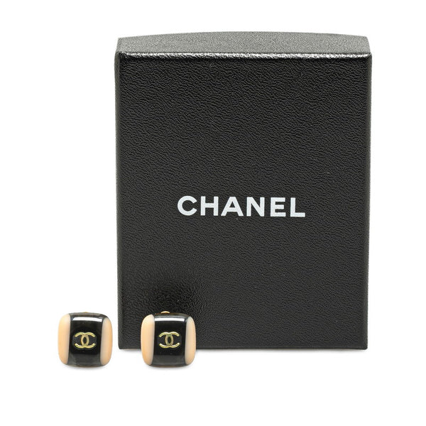 シャネル ココマーク スクエア イヤリング ブラック ゴールド プラスチック メッキ レディース CHANEL 【中古】