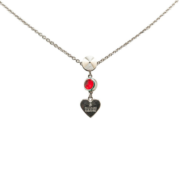 グッチ ハート モチーフ ペンダントネックレス 325871 シルバー レッド SV925 シルバー カラーストーン レディース GUCCI 【中古】