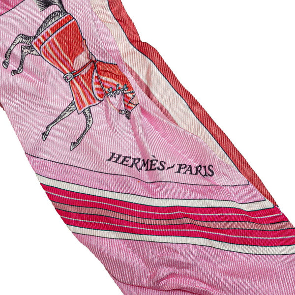 エルメス ツイリー 馬 スカーフ ピンク レッド マルチカラー シルク レディース HERMES 【中古】