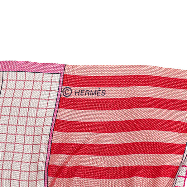 エルメス ツイリー 馬 スカーフ ピンク レッド マルチカラー シルク レディース HERMES 【中古】