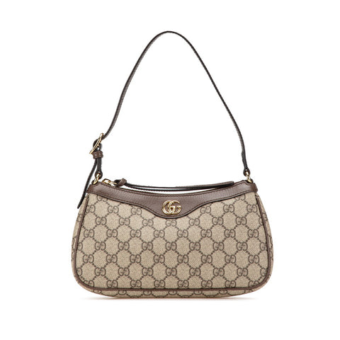 グッチ GGスプリーム オフィディア スモール ショルダーバッグ 735145 ブラウン PVC レザー レディース GUCCI 【中古】