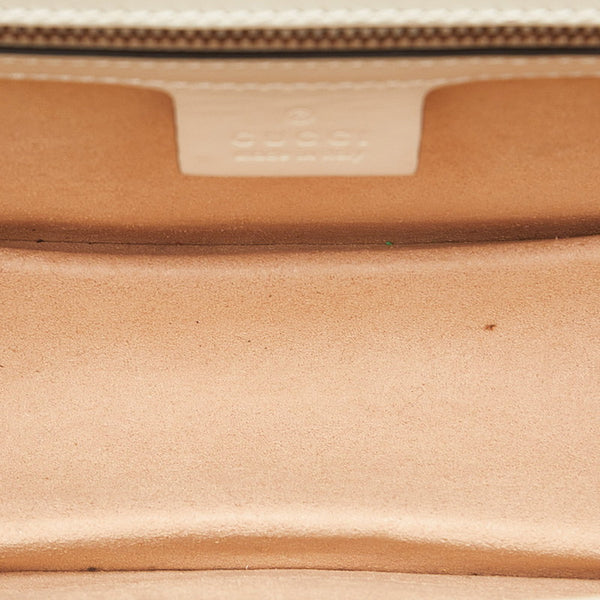 グッチ クイーンマーガレット ストライプ ビー トリコロール ショルダーバッグ 476542 ホワイト レザー レディース GUCCI 【中古】
