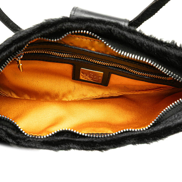 フェンディ マンマバケット ラインストーン ショルダーバッグ ブラック ハラコ レザー レディース FENDI 【中古】