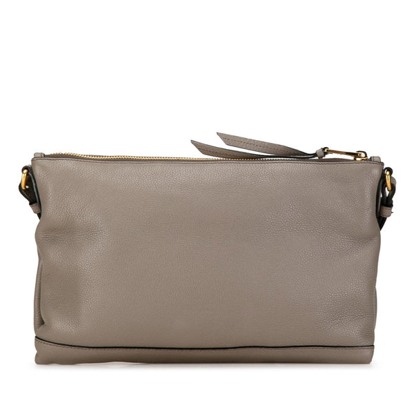 プラダ ロゴ 斜め掛け ショルダーバッグ 1BH050 エトーブ グレージュ レザー レディース PRADA 【中古】